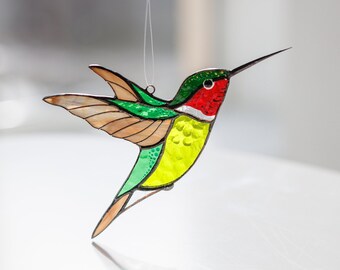 Stained glass Hummingbird suncatcher window hangings Home and garden decor gift for Christmas