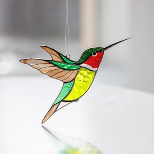 Stained glass Hummingbird suncatcher window hangings Home and garden decor gift for Christmas