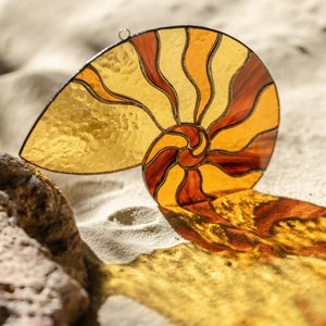 Nautilus Shell Stained Glass Suncatcher Window Hanging Modern Home Decor Gift For Dad Father&#39;s Day Decoration Unique Gift Idea