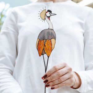 Acchiappasole in vetro colorato raffigurante una gru coronata grigia - Decorazione da giardino, uccello, regalo per la festa della mamma