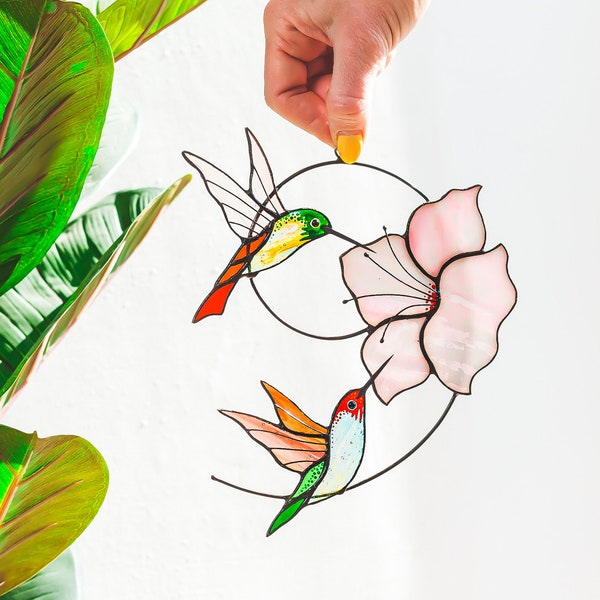 Stained Glass Hummingbird Suncatcher Mother Birthday Gifts Glass 60