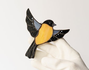 Stained Glass Bird Suncatcher: Handmade Window Ornament, Bird Decor Mother's Day Gift