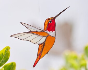 Kolibrie glas-in-lood suncatcher Vogel decor raamhangers zonnevanger Cadeau voor moeder Raamdecoraties