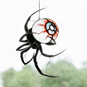 Halloween Stained Glass Spider Suncatcher - Window Hangings, Gift Ideas, Gothic Home Decor