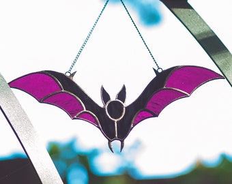 Halloween bat Stained glass bat decor window hangings stained glass decor stained glass bat suncatcher spooky stained glass decor