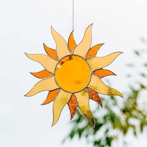 Glasmalerei Suncatcher Sonne Abgeschrägtes Zentrum Fensterschmuck, Geschenk für Mama