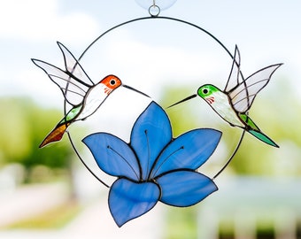 Suncatcher hummingbird window hangings Bird art modern decor Gift for women