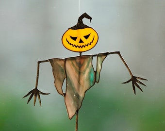 Halloween Vogelscheuche Suncatcher Glasmalerei Horror Dekor Halloween Geschenk