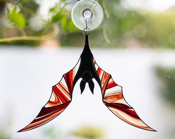 Halloween Bat decor Stained glass suncatcher Handmade Halloween gifts aesthetic Modern Halloween gift