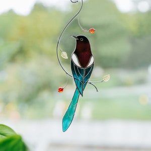 Magpie bird stained glass suncatcher window hanging Mother's Day gift gift Home decor Left side