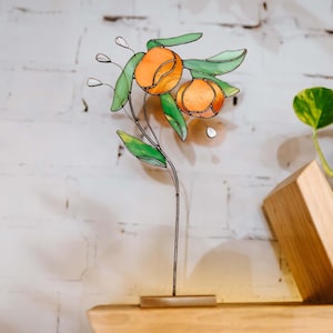 Gebrandschilderd glas citrusboom Suncatcher Vaderdagcadeau tafel middelpunt Modern huisdecor Unieke bloemsierkunst Cadeau voor haar