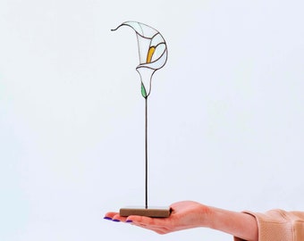Plant Suncatcher stained glass Table flower decor Plant Stake Flowers Gift for here