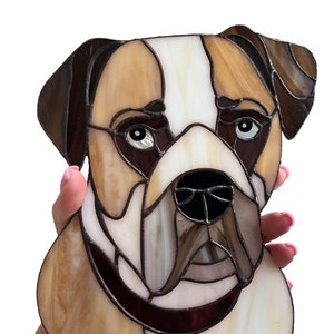 Stained glass dog portrait Custom stained glass Stained glass pet portrait from photo image 3