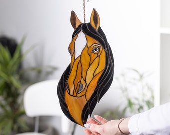 Stained glass Horse portrait Window hangings suncatcher Memorial gift Horse lover present