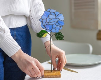 Stained glass Hydrangea Flower Table decor for living room Hydrangea centerpiece for table Mother's Day gift