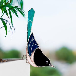 Maceta de urraca de vidrio de colores, decoración artesanal, atrapasol de pájaro, regalo para el Día de la Madre