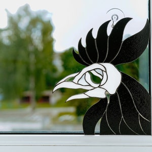 Rooster stained glass Gothic window/wall decor Halloween suncatcher Horror decorations image 5