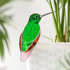 Adorno de colibrí atrapasol de vidrieras para plantas, decoración única para jardineros, regalo para el Día de la Madre.