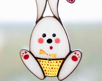 Easter Bunny gifts suncatcher stained glass easter eggs window hangings decor