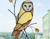 Owl bird Stained glass suncatcher stained glass window hanging decor stained glass bird home decor
