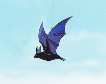 Stained Glass Bat Suncatcher – Christmas Gift for Her, Gothic Home Decor, Handmade Window Hanging