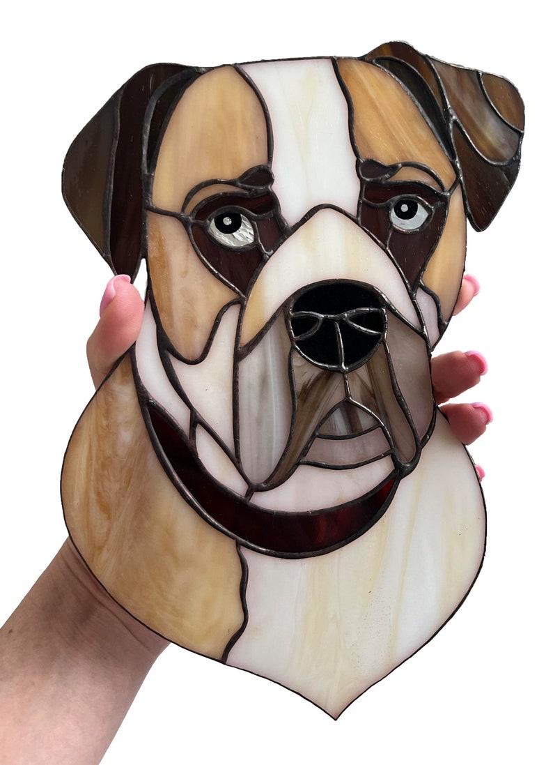 Stained glass dog portrait Custom stained glass Stained glass pet portrait from photo image 3