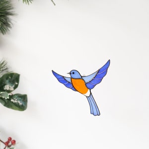 Stained glass window hangings Blue bird suncatcher Stained glass ornaments Christmas tree decor Gift for mother image 7