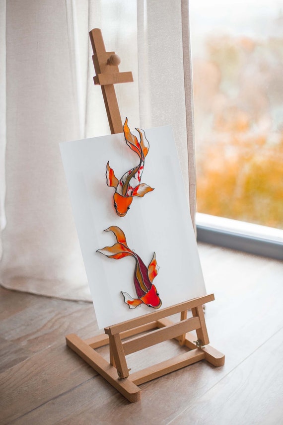 Koi Carp Stained Glass Sun Catcher Window Hanging Home Decor Etsy