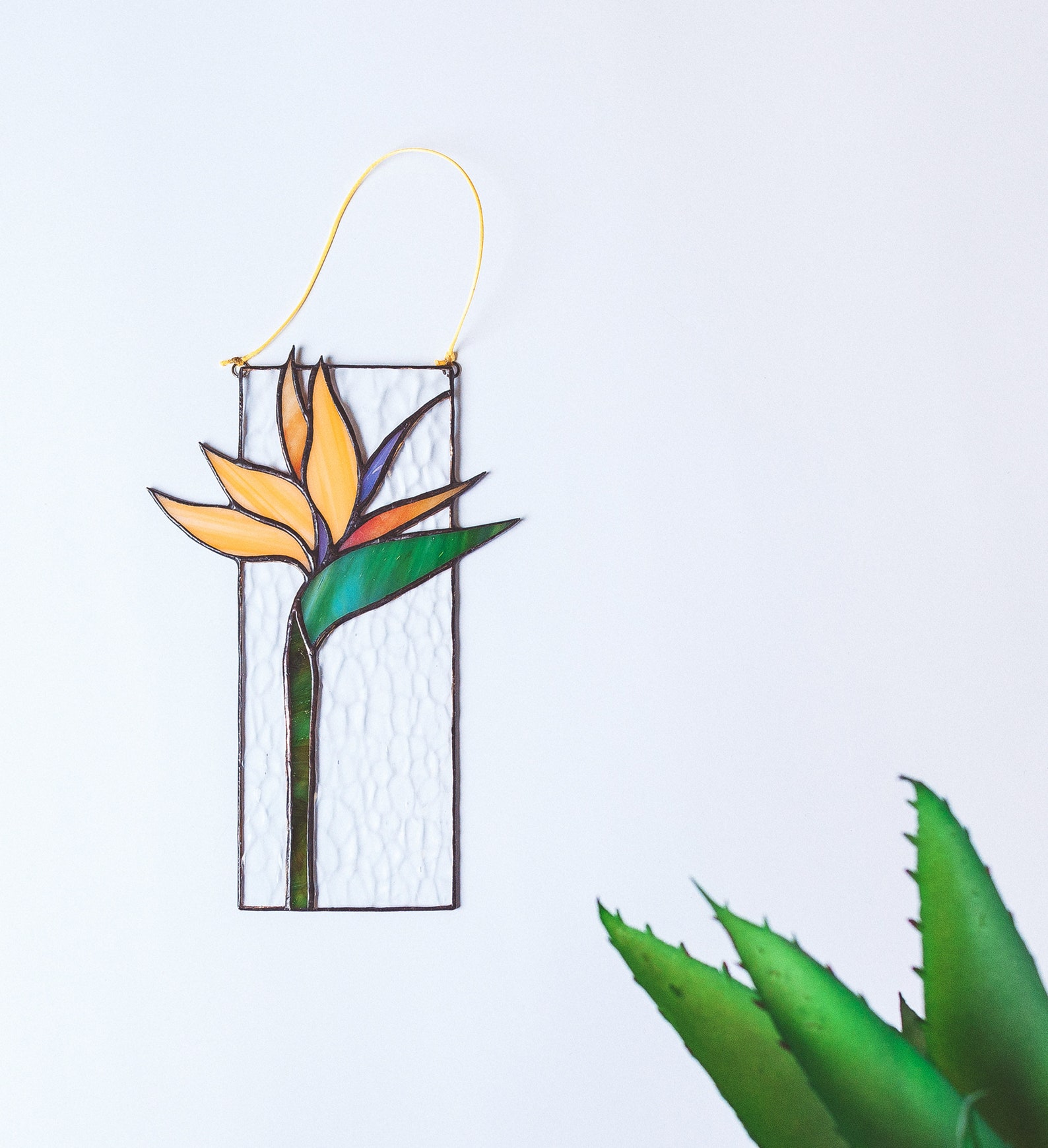Bird of Paradise Sun Catcher Stained Glass Window Hanging Kitchen Wall ...