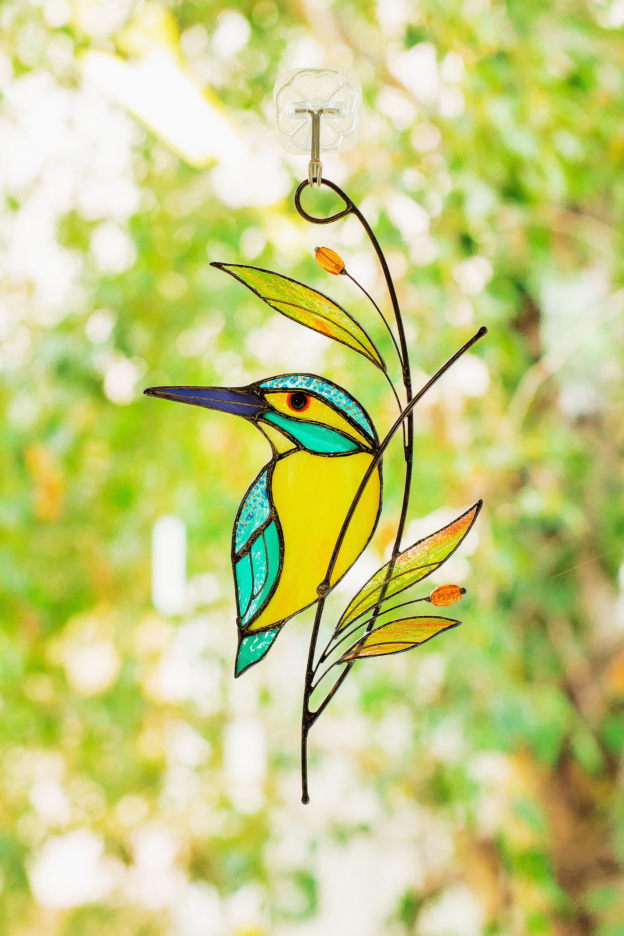 Osprey stained glass bird suncatcher Eagle feathers light catcher