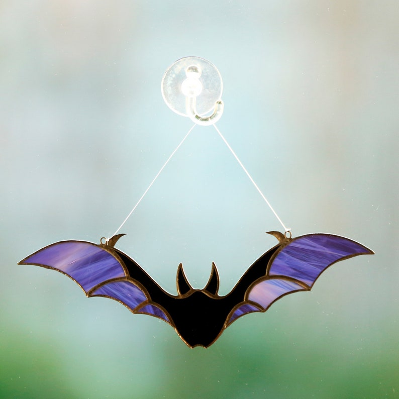 Halloween bat window hangings stained glass decor stained Etsy
