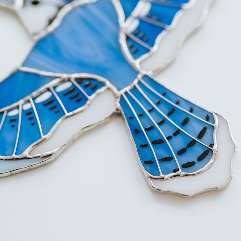 Stained glass suncatcher Blue Jay window hangings Original art Christmas gift image 7