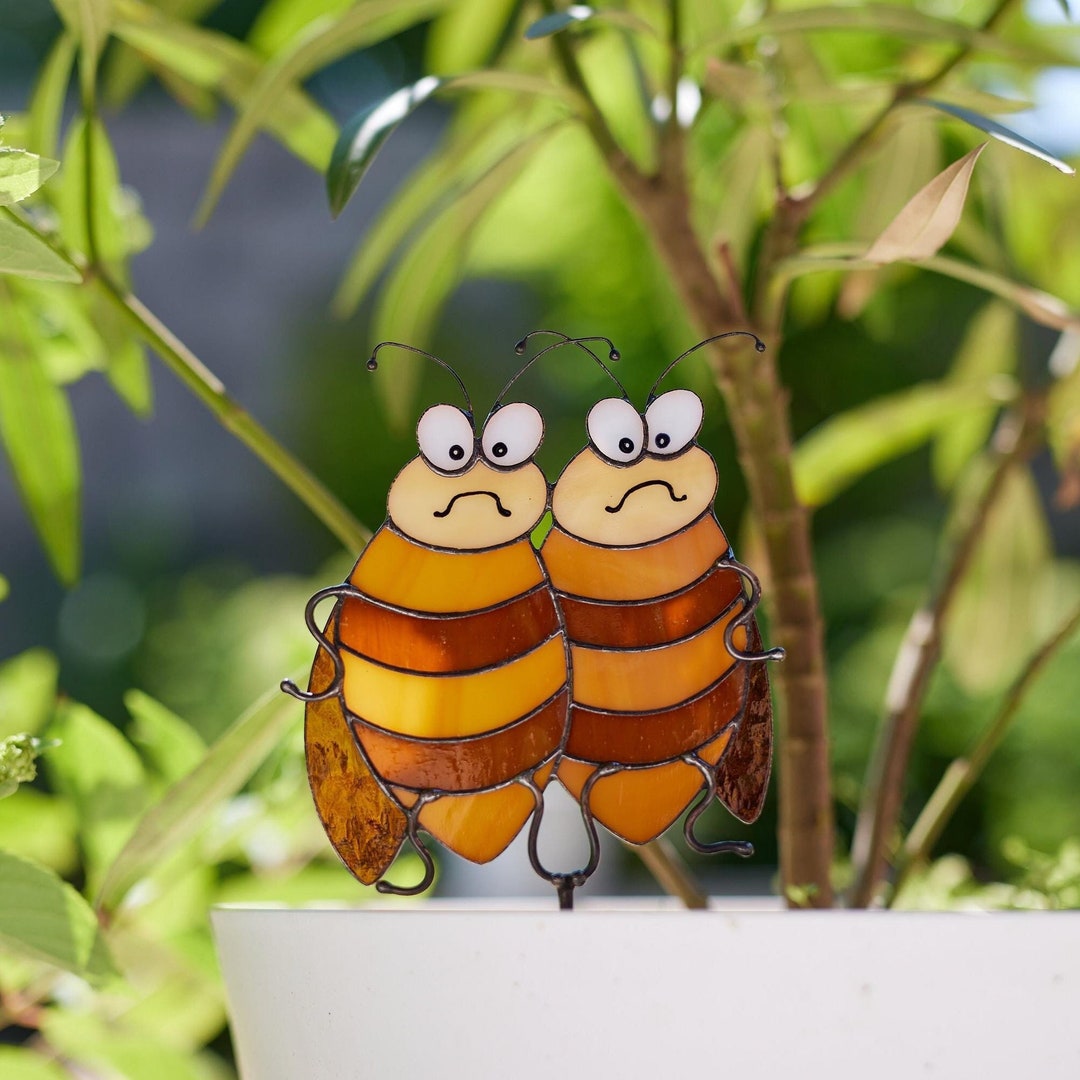 Cockroach Plant Stake Stained Glass Bug, Handmade Plant Decoration ...