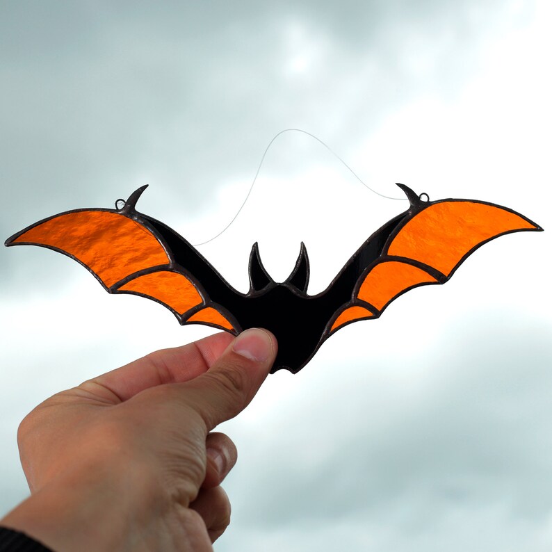 Halloween bat window hangings stained glass decor stained Etsy