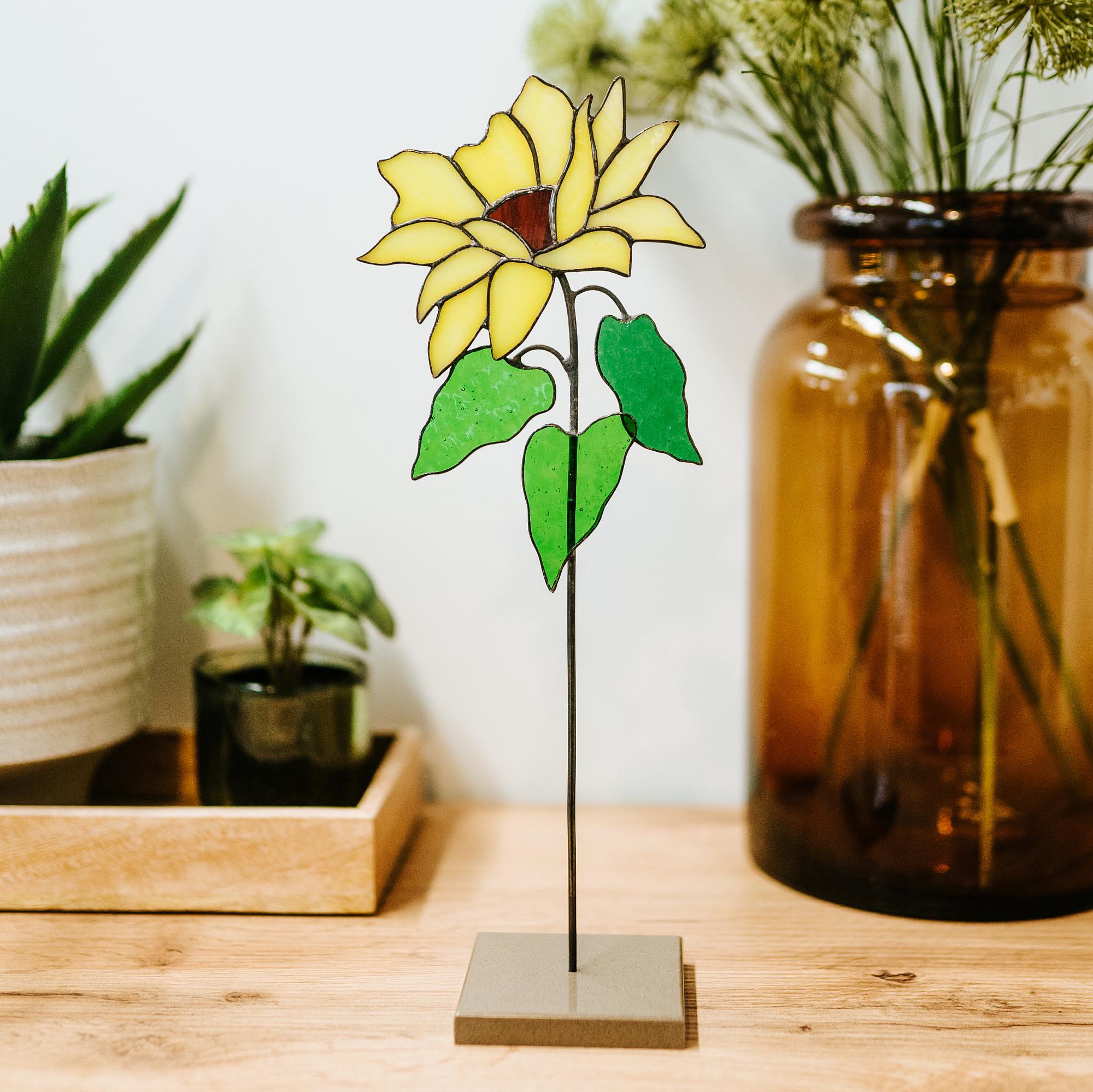 Acchiappasole a forma di girasole fatto a mano in vero vetro