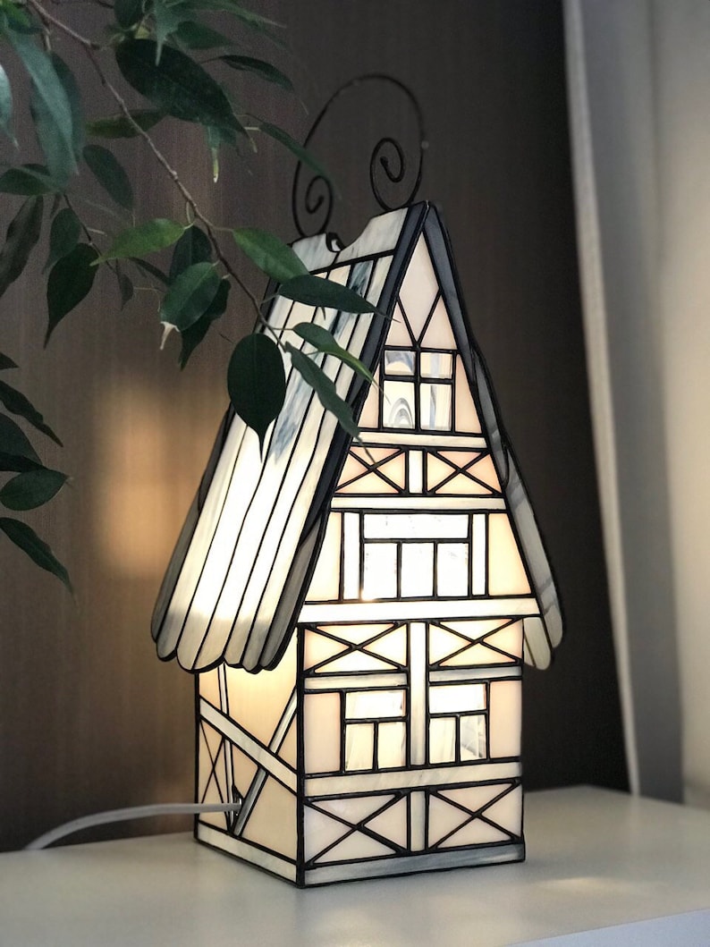 Stained glass House lamp for bedroom living room Etsy