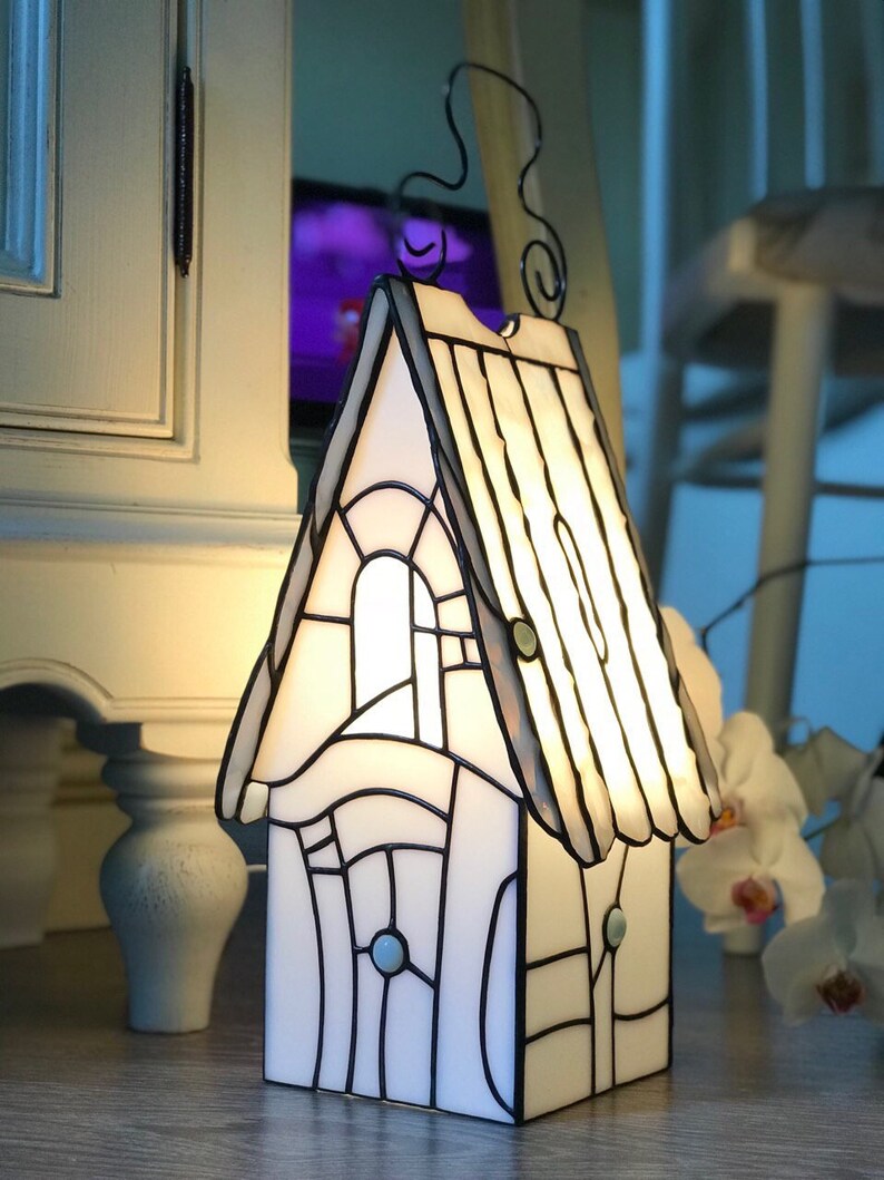 Stained glass House lamp for bedroom living room Etsy