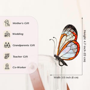 Stained Glass Angel Butterfly Suncatcher: Unique Handmade Home & Planter Decor Gift for Mom image 2