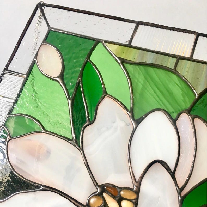 Lotus Stained Glass Window Hanging - Thumbnail 3