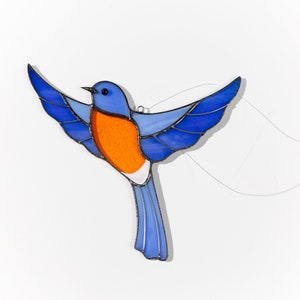 Stained glass window hangings Blue bird suncatcher Stained glass ornaments Christmas tree decor Gift for mother image 9