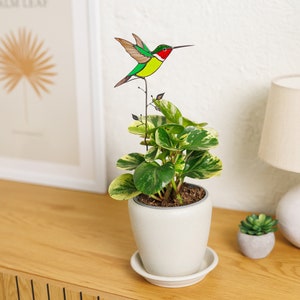 Stained glass Hummingbird 2 in 1 Pot stake and Table decor Gift for mom Ready to ship Gift for Christmas image 10