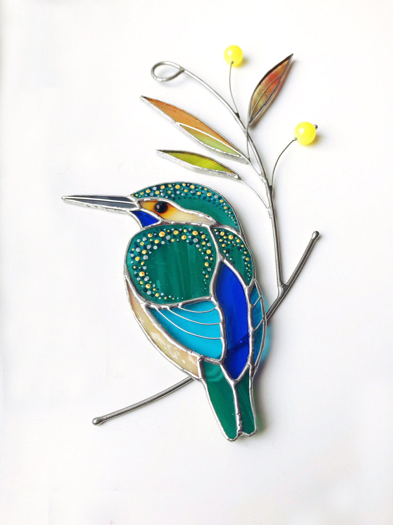 Stained Glass Kingfisher Stained Glass Suncatcher for Windows Etsy