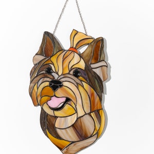 Pet Portrait stained glass window hanging Portrait from photo Custom gift Personalized pet ornaments image 10