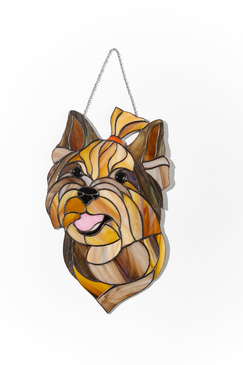 Pet Portrait stained glass window hanging Portrait from photo Custom gift Personalized pet ornaments image 10