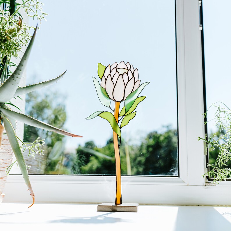 Protea Stained Glass Plant Glass Botanical Art 3D Stained Etsy