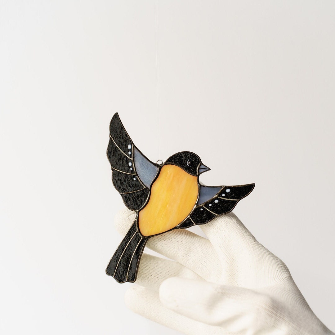 Stained Glass Small Bird Window Hanging Bird Lover Gift Wall Hanging