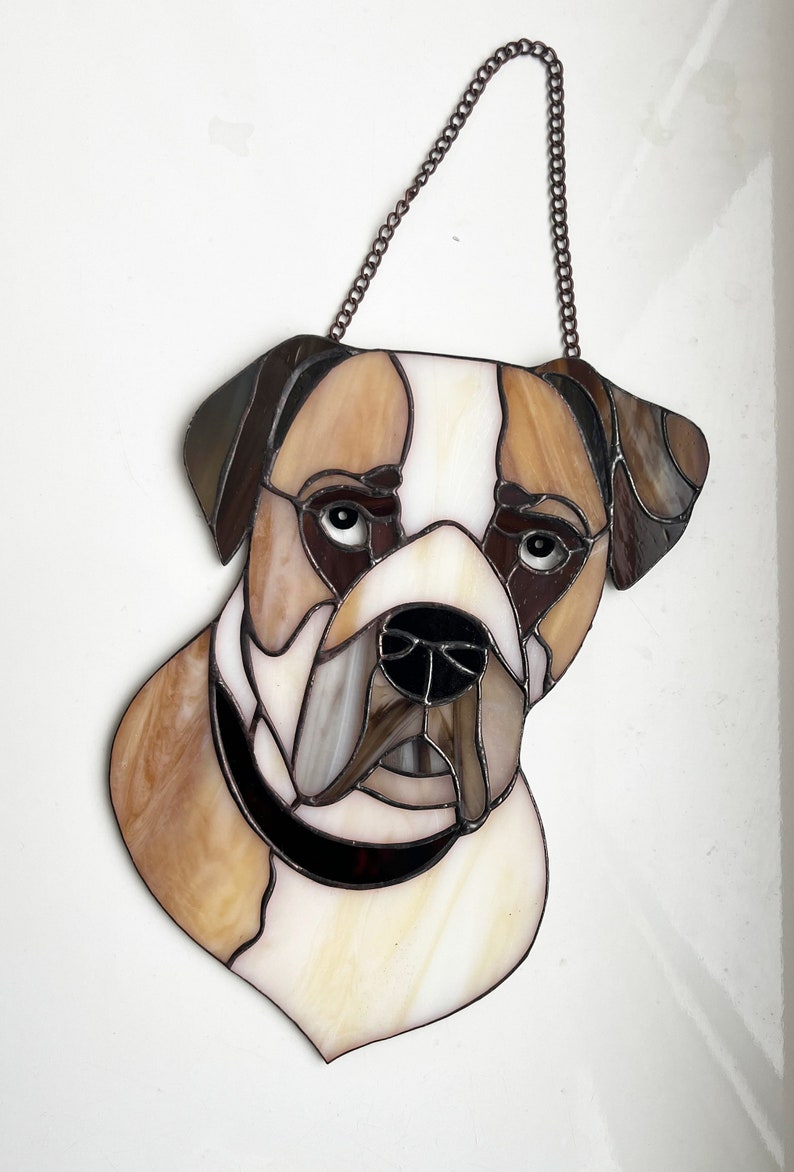 Stained glass dog portrait Custom stained glass Stained glass pet portrait from photo image 8
