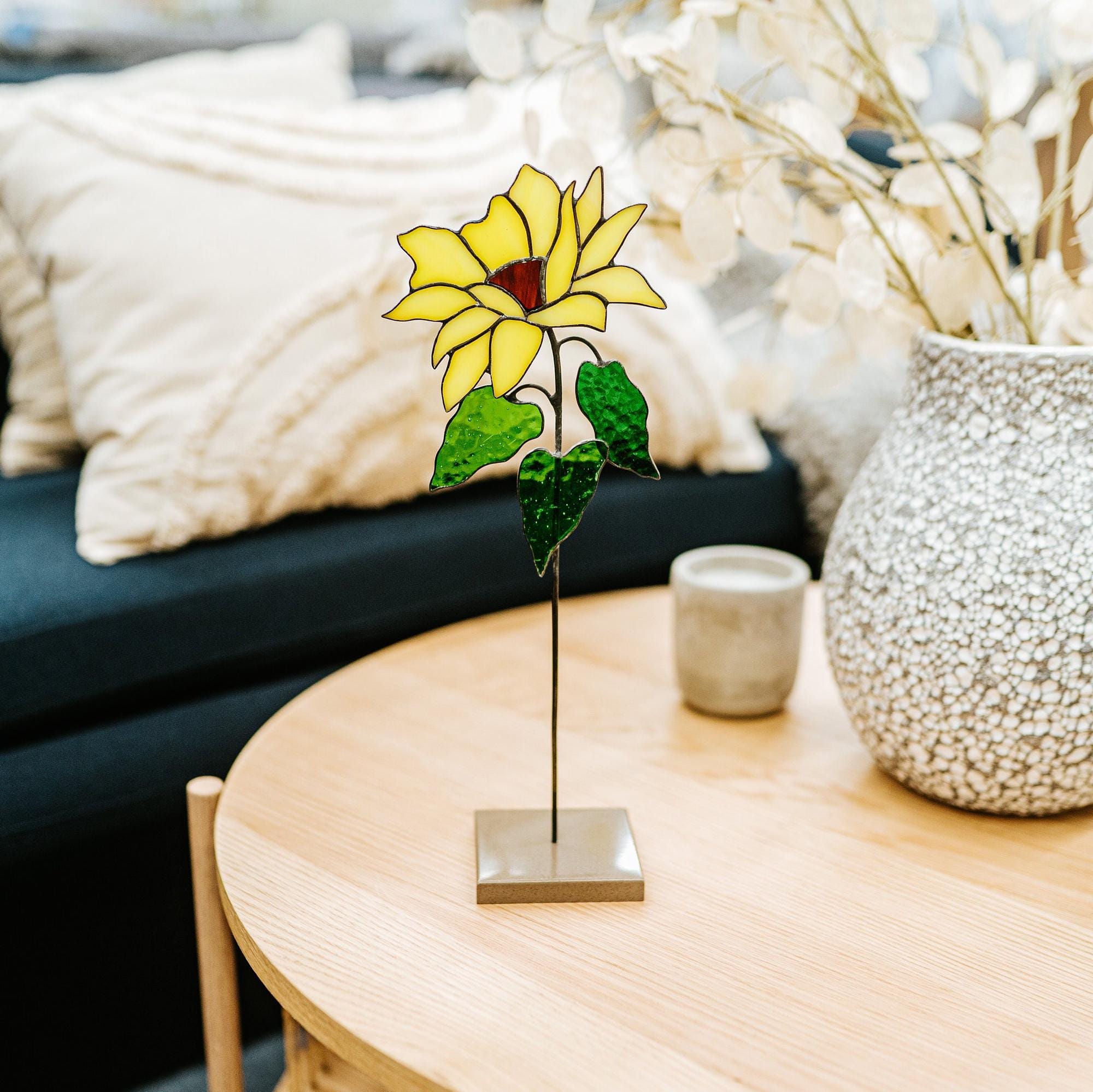 Decorazione per finestre in vetro colorato, acchiappasole a forma di girasole per la decorazione domestica, pannelli in vetro colorato fatti a mano, acchiappasole, decorazione da parete per casa