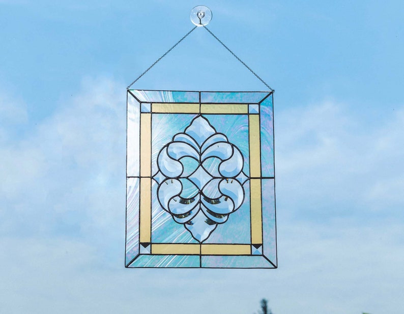 Stainedstained Glass Window Hangings Panel Beveled Diamond Etsy