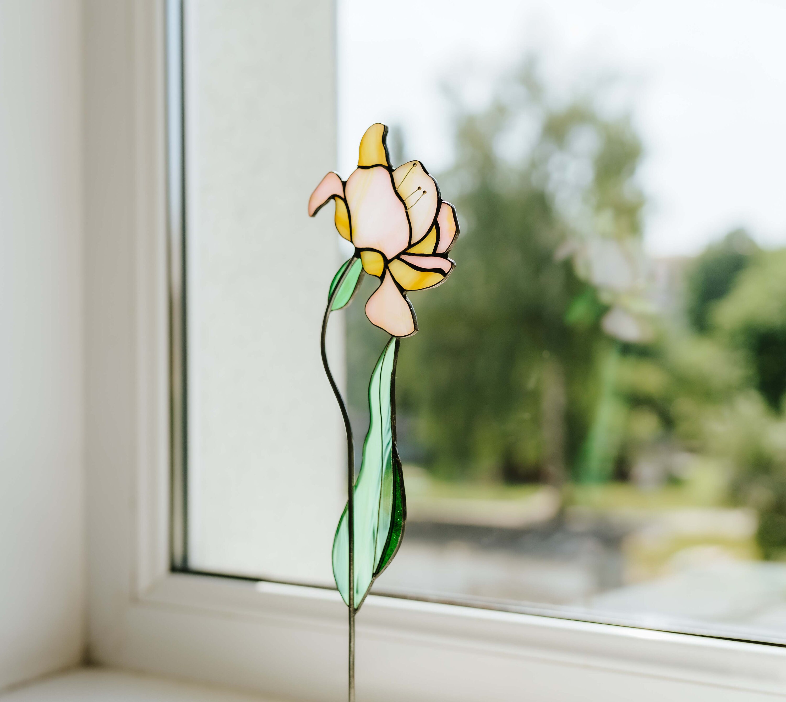 Tulip Stained Glass Suncatcher Glass Flower Decor 3d Stained Etsy